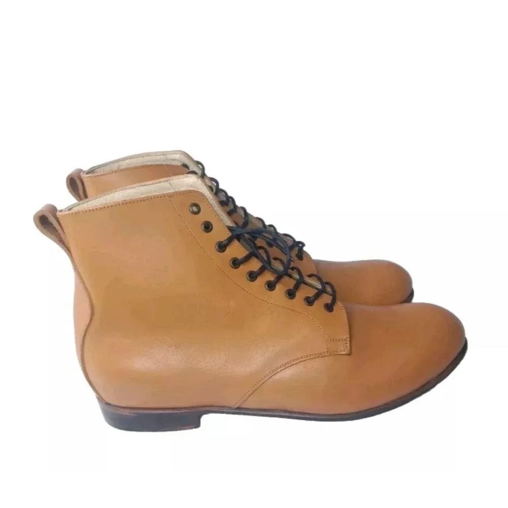 Javier Handmade Leather Boots Men's Size 11 Medium Plain Toe British Tan